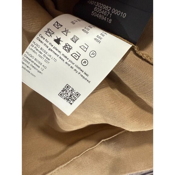 Boss Linen Blend lightweight Carper overshirt Size 46 R color Tan NWT $398 - Picture 5 of 7
